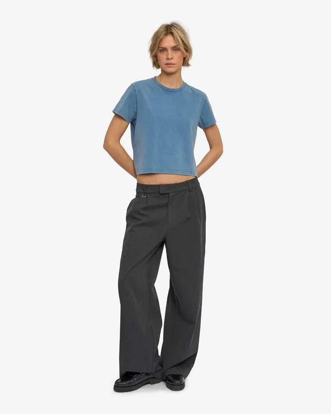 Organisk boxig kort T-shirt – blekt indigo