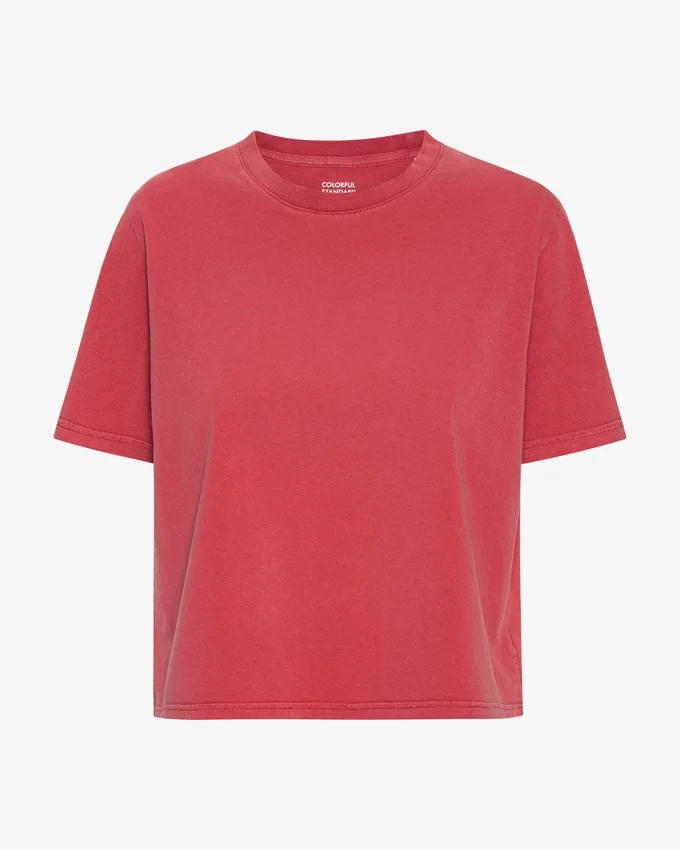 Organisk boxig kort T-shirt – blekt röd