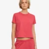 Organisk boxig kort T-shirt – blekt röd