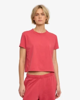 Organisk boxig kort T-shirt – blekt röd
