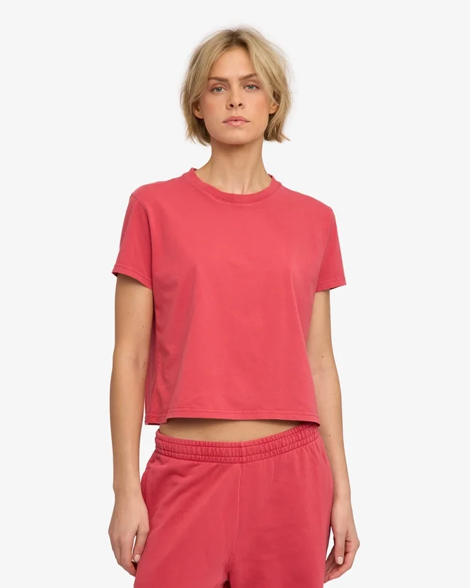 Organisk boxig kort T-shirt – blekt röd