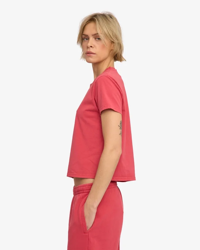 Organisk boxig kort T-shirt – blekt röd