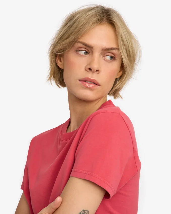 Organisk boxig kort T-shirt – blekt röd