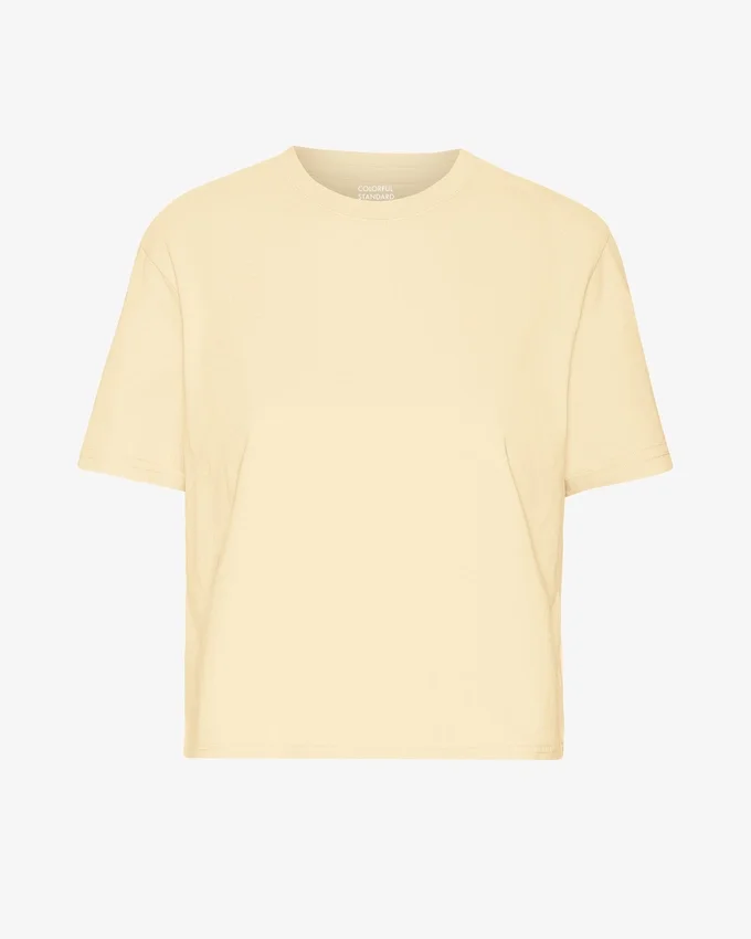 Organisk boxig kort T-shirt – mjukgul