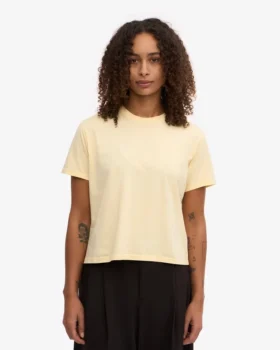 Organisk boxig kort T-shirt – mjukgul