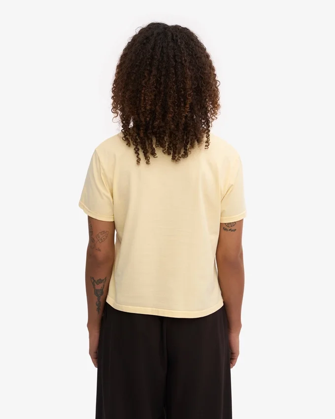 Organisk boxig kort T-shirt – mjukgul