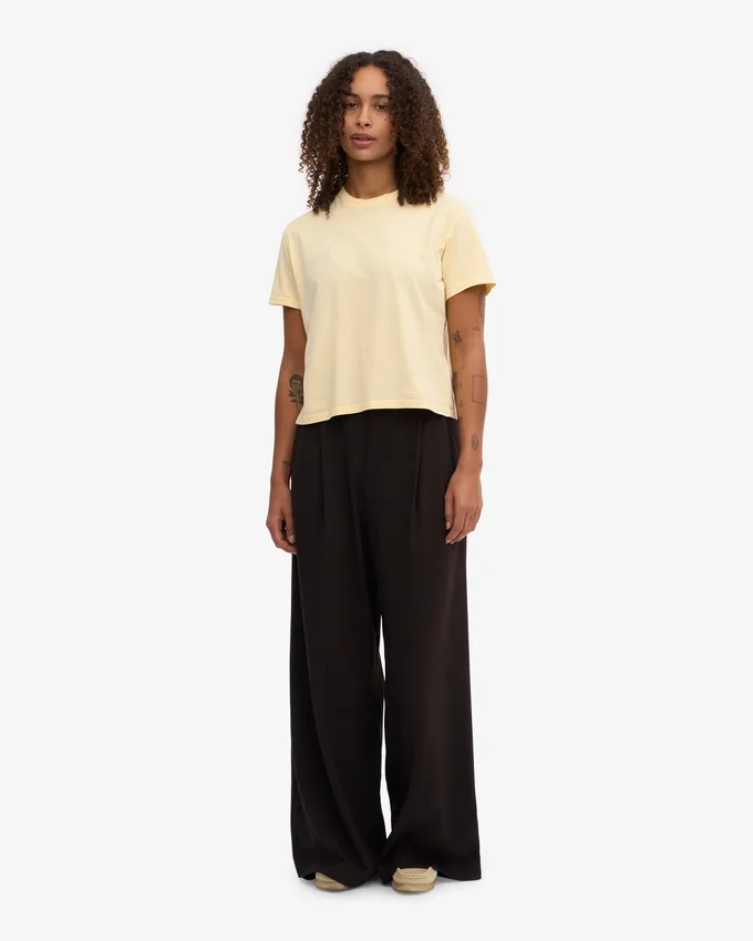 Organisk boxig kort T-shirt – mjukgul