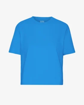 Organisk boxig kort T-shirt – Pacific Blue