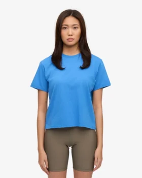 Organisk boxig kort T-shirt – Pacific Blue