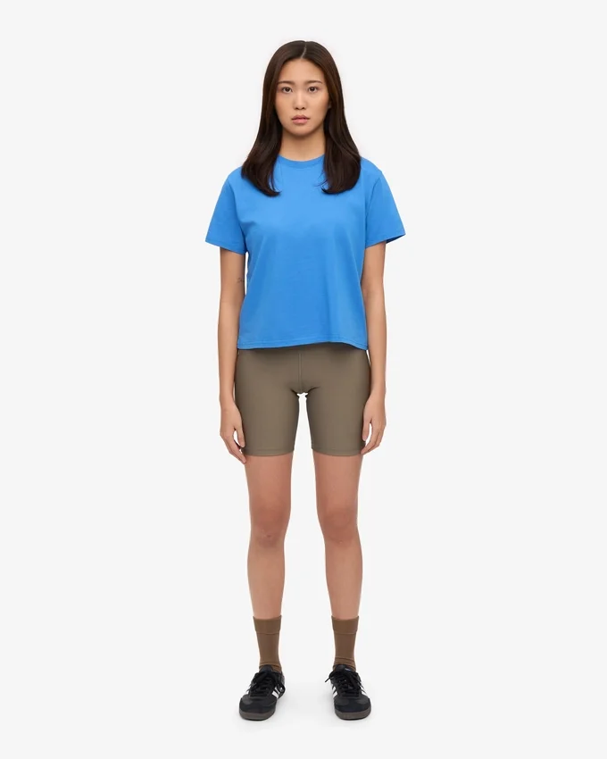 Organisk boxig kort T-shirt – Pacific Blue