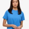 Organisk boxig kort T-shirt – Pacific Blue