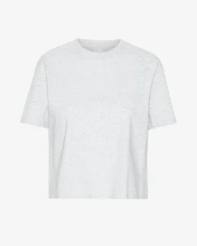 Organisk boxig kort T-shirt – snömelange