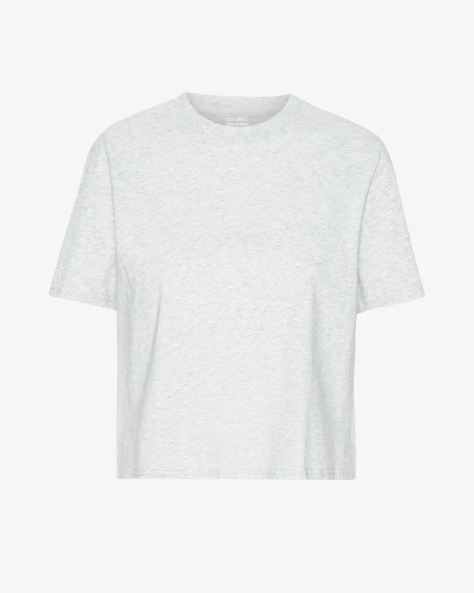 Organisk boxig kort T-shirt – snömelange