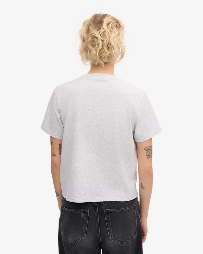 Organisk boxig kort T-shirt – snömelange