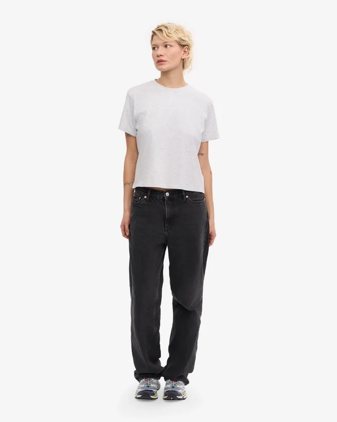 Organisk boxig kort T-shirt – snömelange