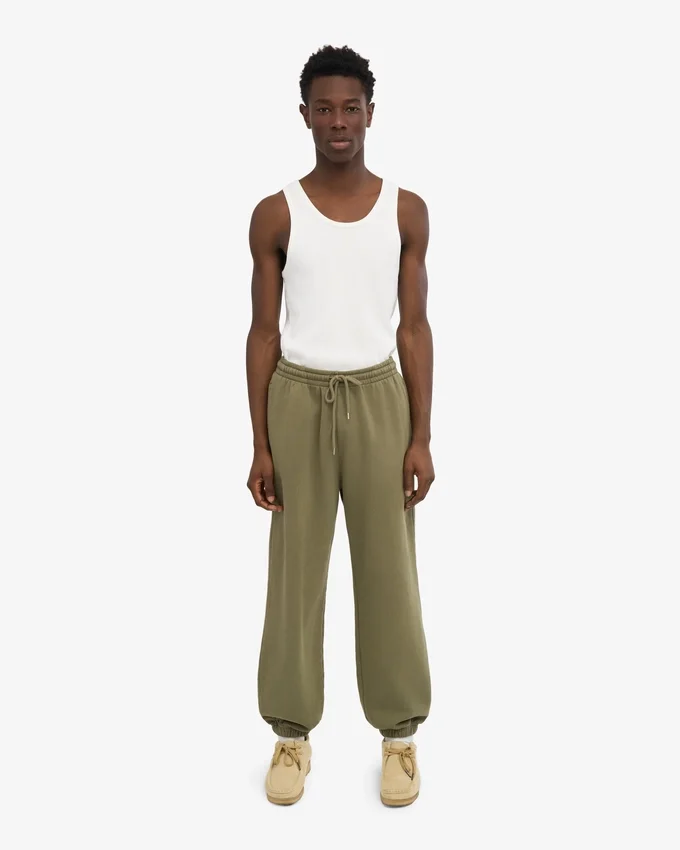 Organiska, avslappnade mjukisbyxor – Dusty Olive