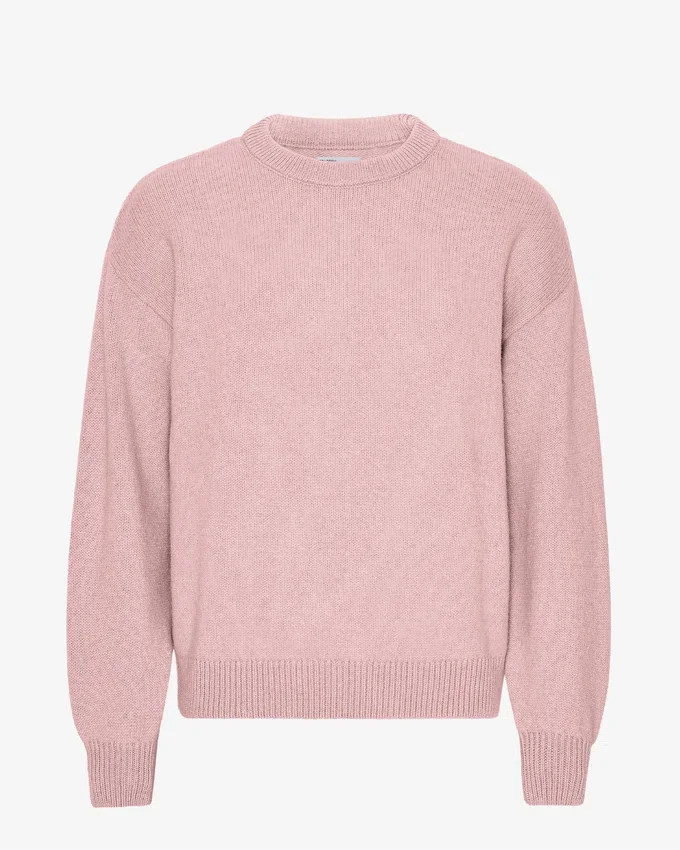 Oversized tröja i merinoull – blekt rosa
