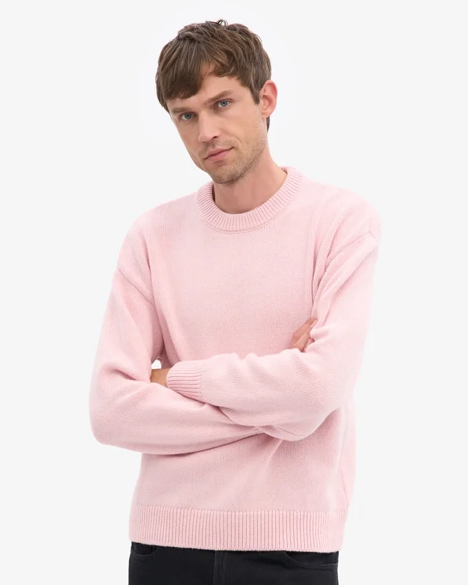 Oversized tröja i merinoull – blekt rosa