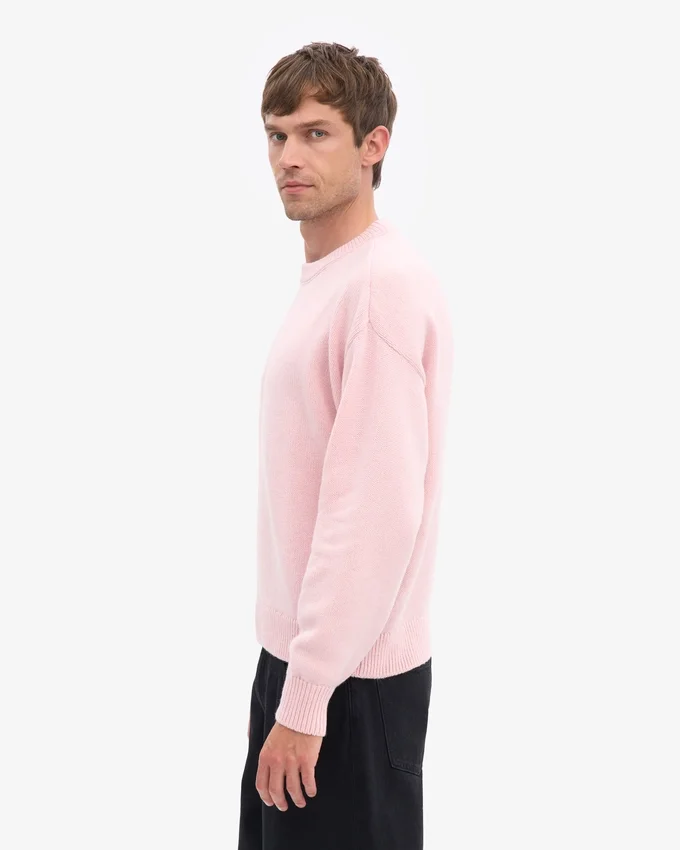 Oversized tröja i merinoull – blekt rosa
