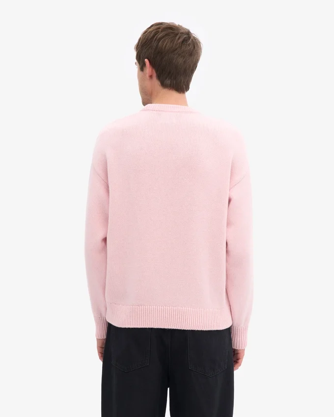 Oversized tröja i merinoull – blekt rosa