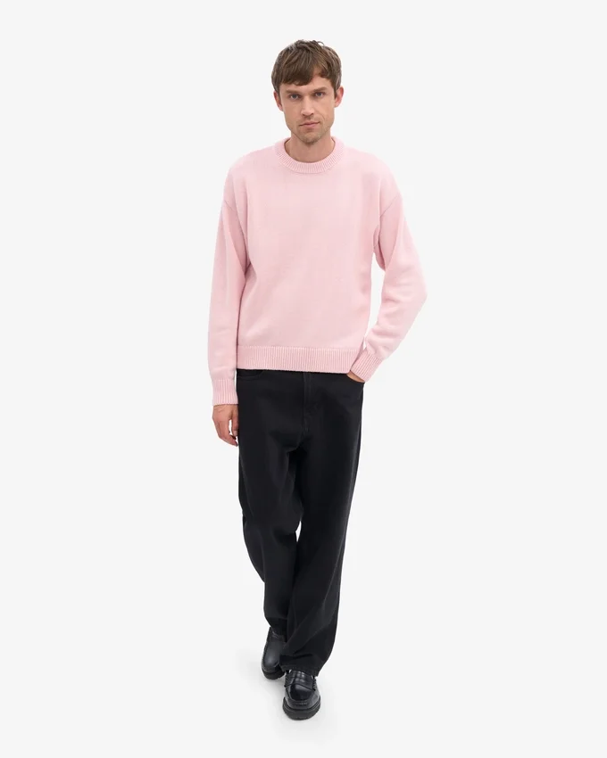Oversized tröja i merinoull – blekt rosa