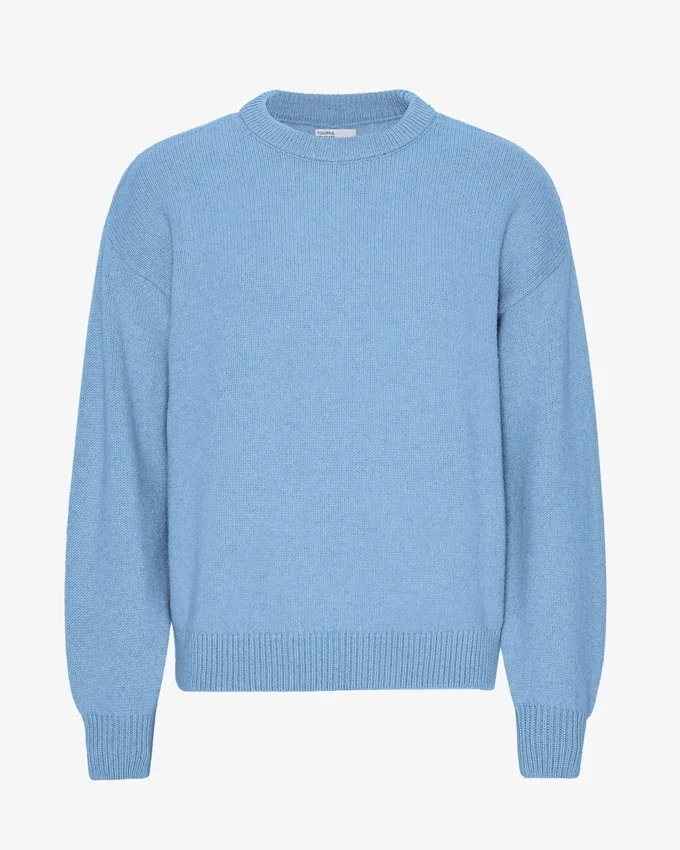 Oversized tröja i merinoull – havsblå