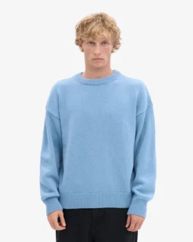 Oversized tröja i merinoull – havsblå