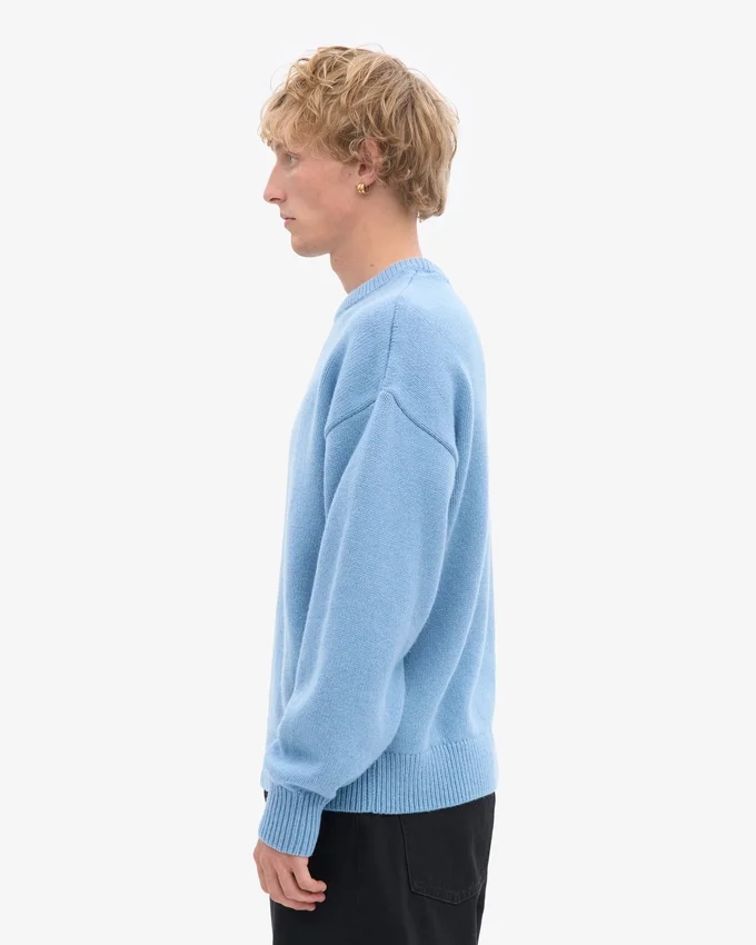 Oversized tröja i merinoull – havsblå