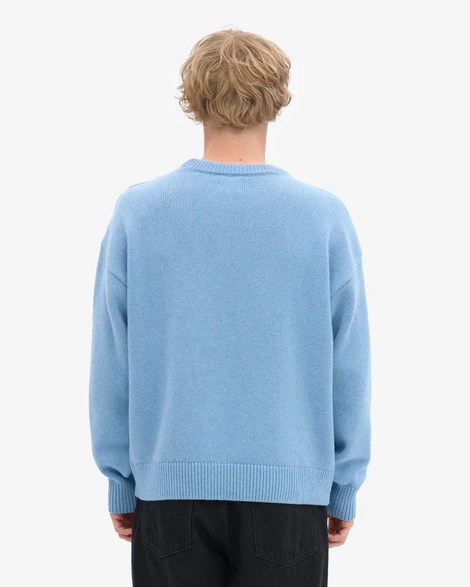 Oversized tröja i merinoull – havsblå