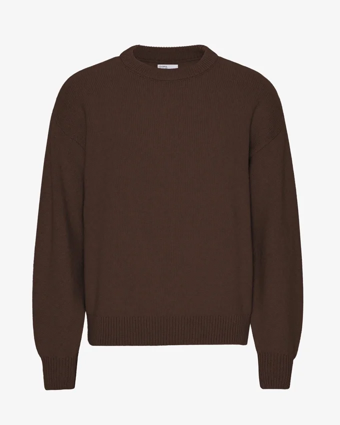 Oversized tröja i merinoull – kaffebrun