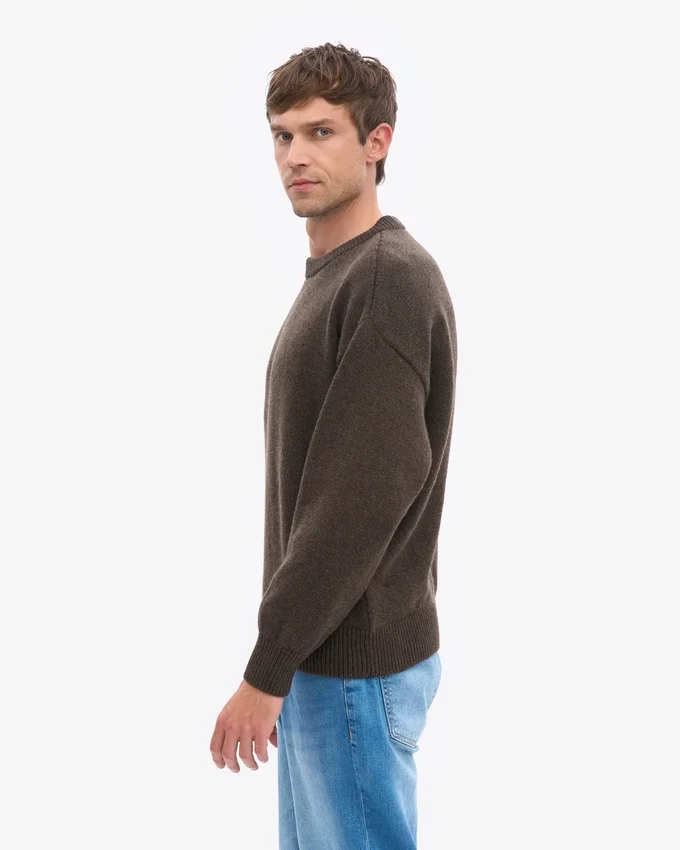 Oversized tröja i merinoull – kaffebrun