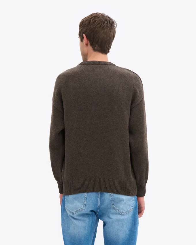 Oversized tröja i merinoull – kaffebrun