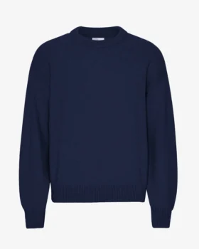 Oversized tröja i merinoull – marinblå
