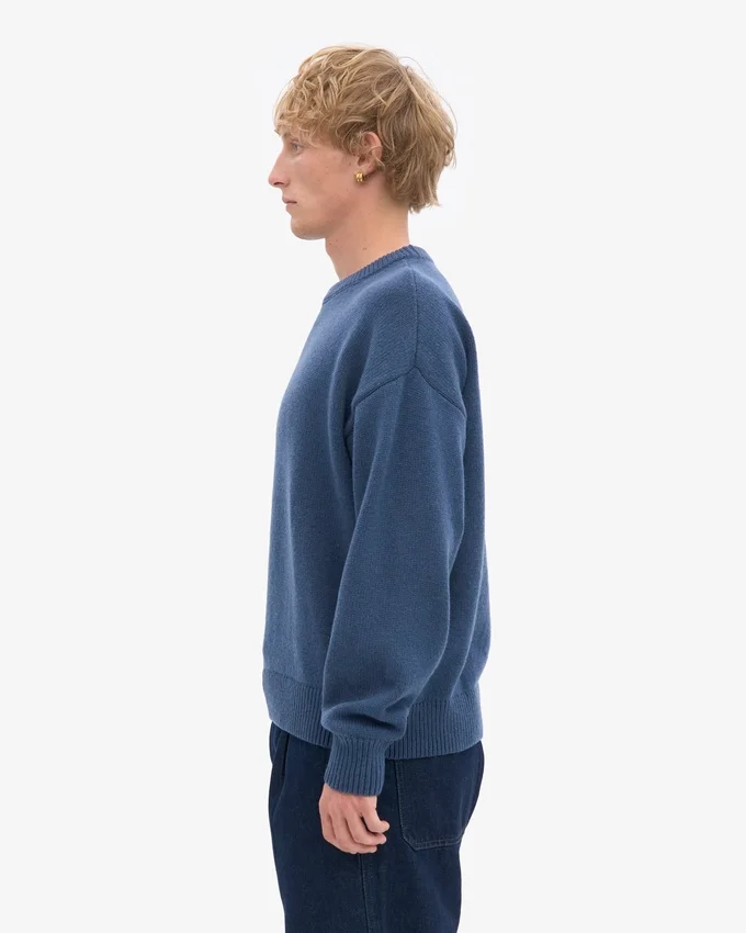 Oversized tröja i merinoull – petrolblå