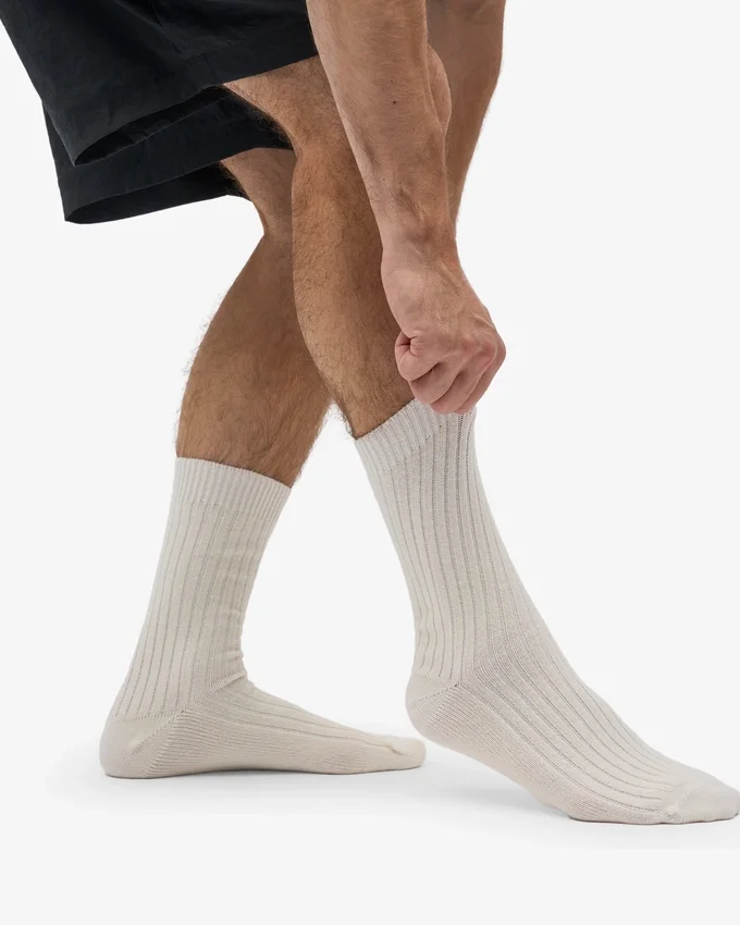 Strumpor i merinoullsblandning – optiskt vit