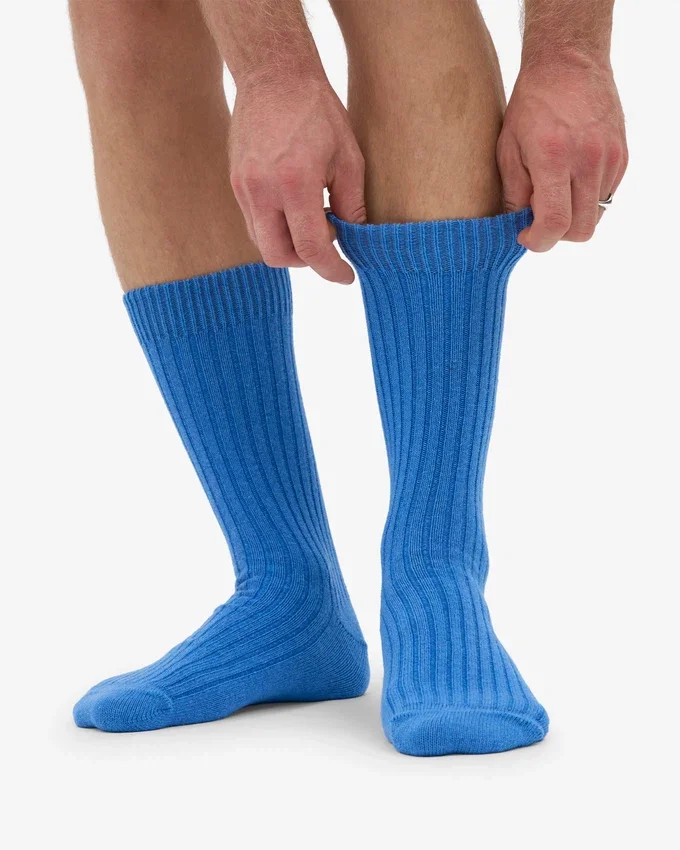 Strumpor i merinoullsblandning – Pacific Blue