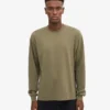 Överdimensionerad ekologisk långärmad T-shirt – dammig olivgrön