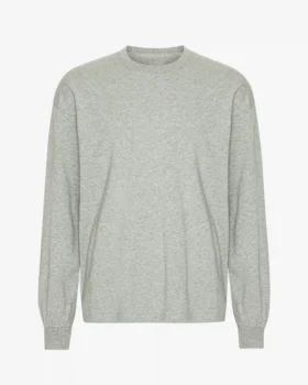 Överdimensionerad ekologisk långärmad T-shirt – gråmelerad