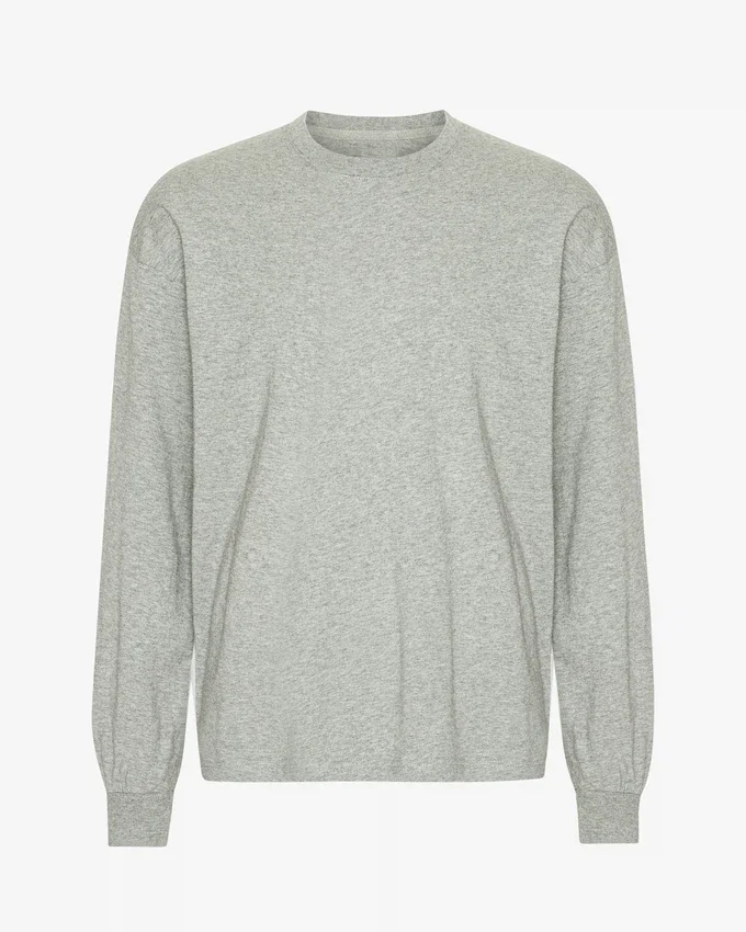 Överdimensionerad ekologisk långärmad T-shirt – gråmelerad