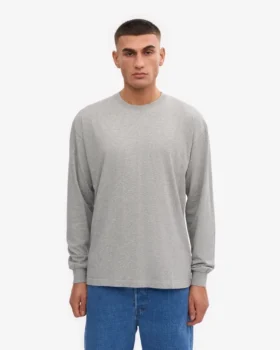 Överdimensionerad ekologisk långärmad T-shirt – gråmelerad