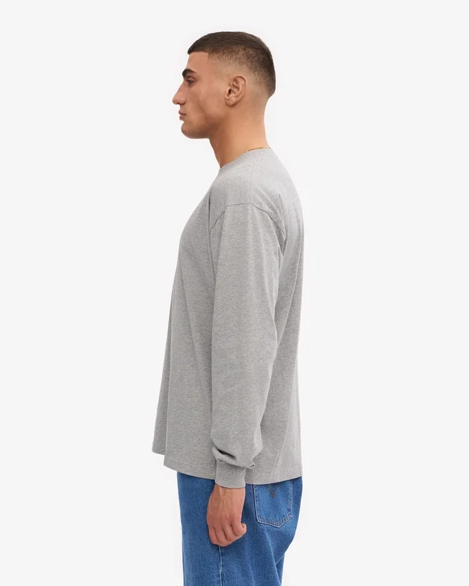 Överdimensionerad ekologisk långärmad T-shirt – gråmelerad