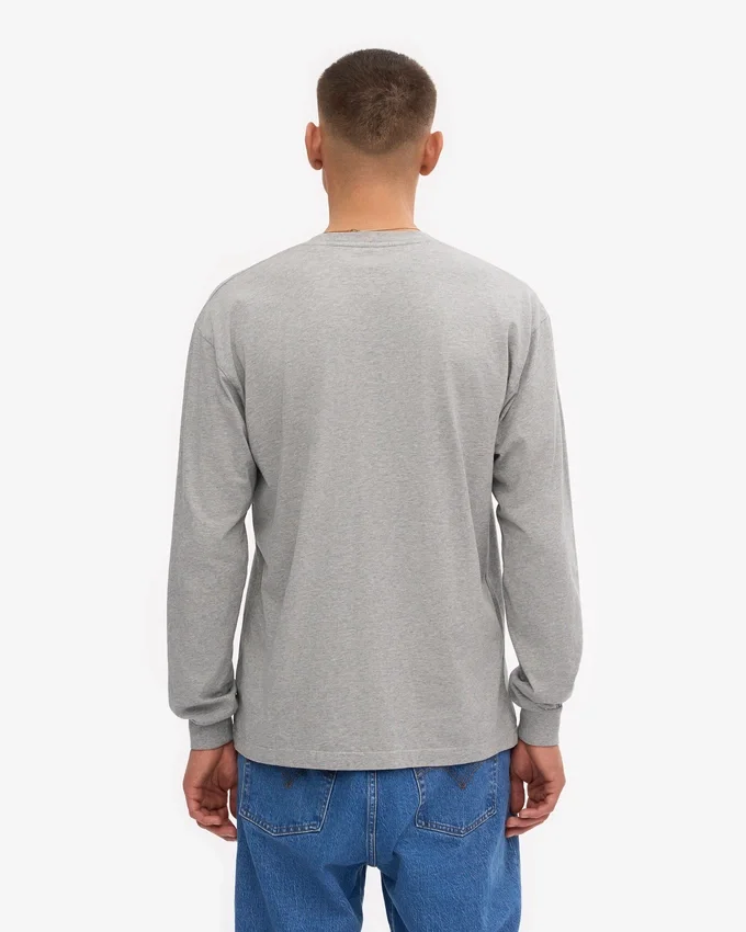 Överdimensionerad ekologisk långärmad T-shirt – gråmelerad