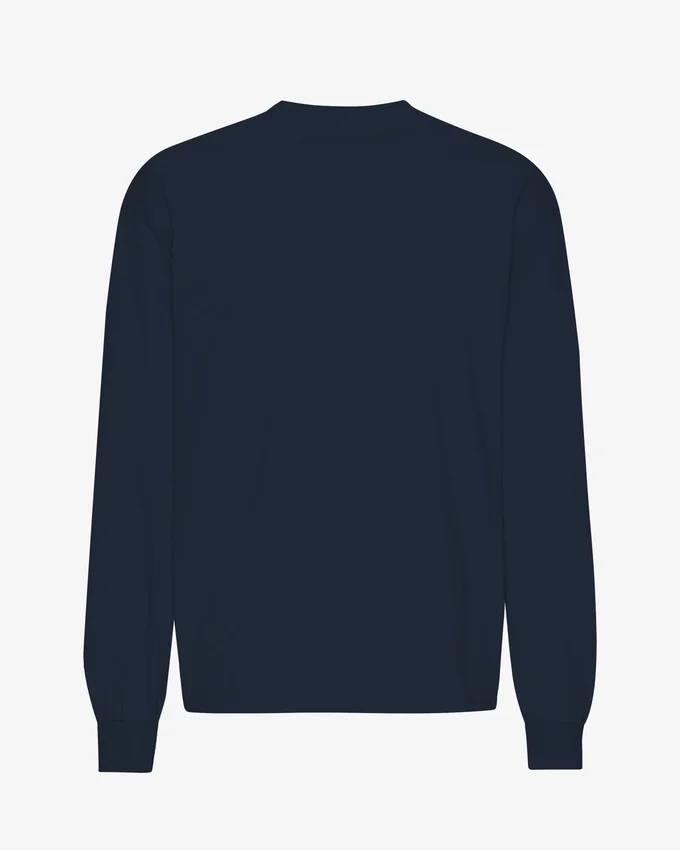 Överdimensionerad ekologisk långärmad T-shirt – marinblå