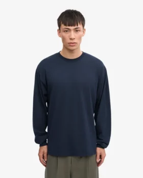 Överdimensionerad ekologisk långärmad T-shirt – marinblå