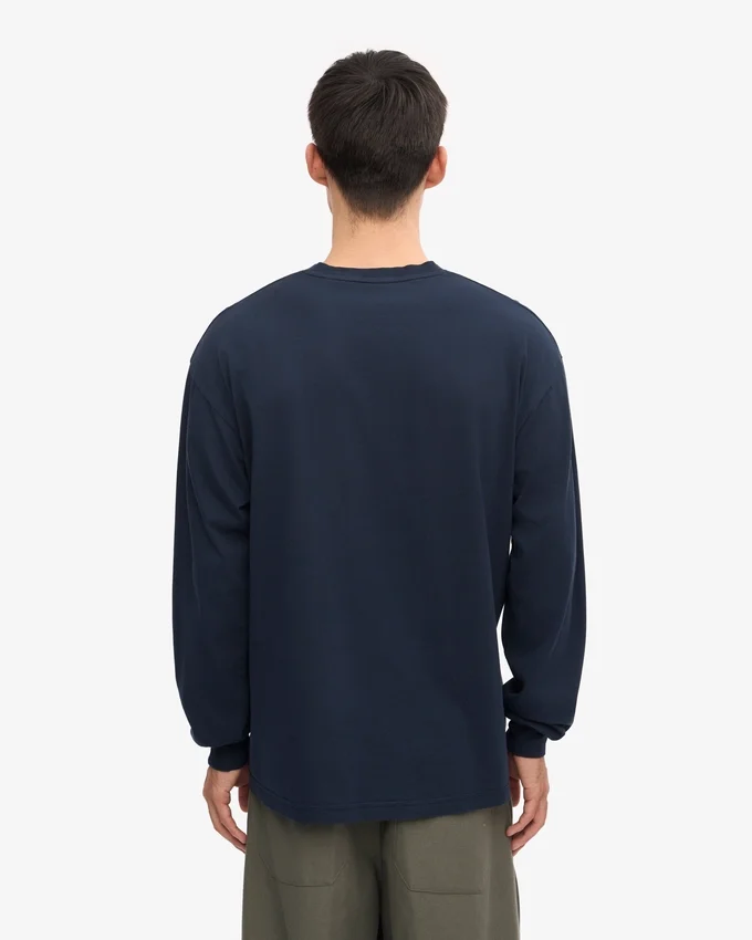 Överdimensionerad ekologisk långärmad T-shirt – marinblå