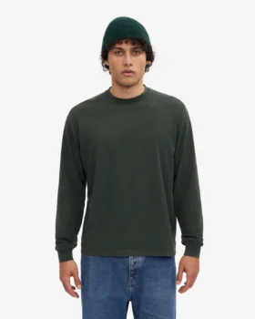 Överdimensionerad ekologisk långärmad T-shirt – midnattsgrön