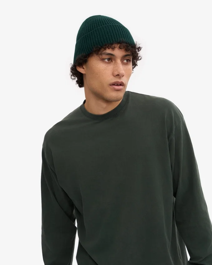 Överdimensionerad ekologisk långärmad T-shirt – midnattsgrön