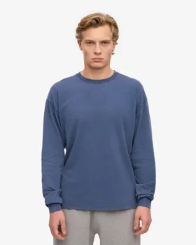 Överdimensionerad ekologisk långärmad T-shirt – Neptune Blue