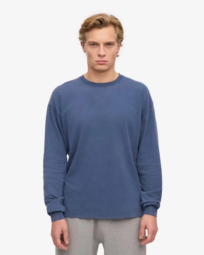 Överdimensionerad ekologisk långärmad T-shirt – Neptune Blue
