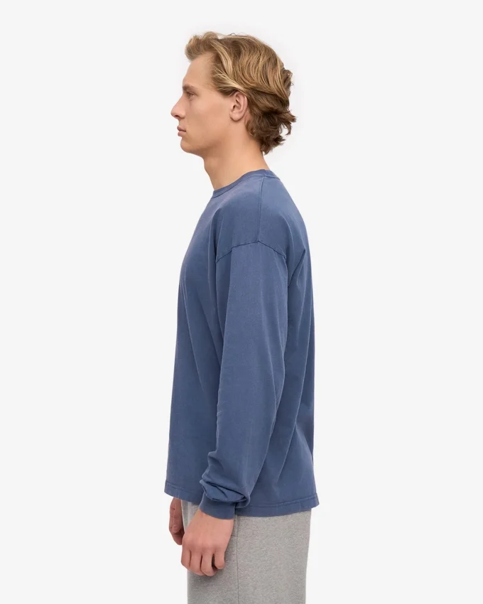 Överdimensionerad ekologisk långärmad T-shirt – Neptune Blue
